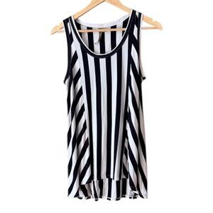 COMFY USA Scoopneck Navy & White Stripe Sleeveless Tunic Tank Top